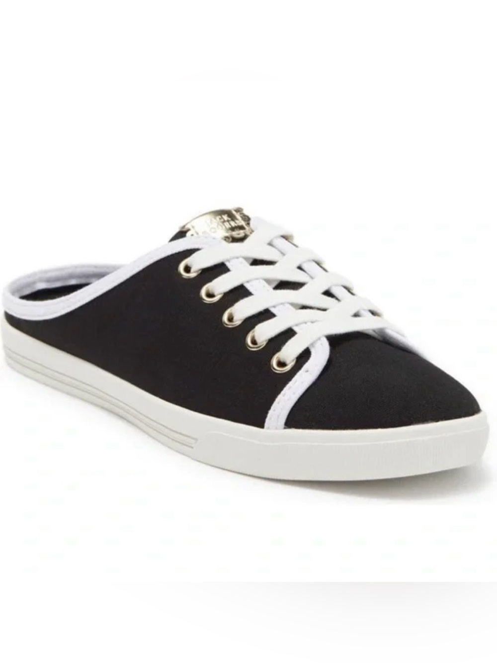 Jack Rogers Black and White Low-Top Canvas Mule Sneakers